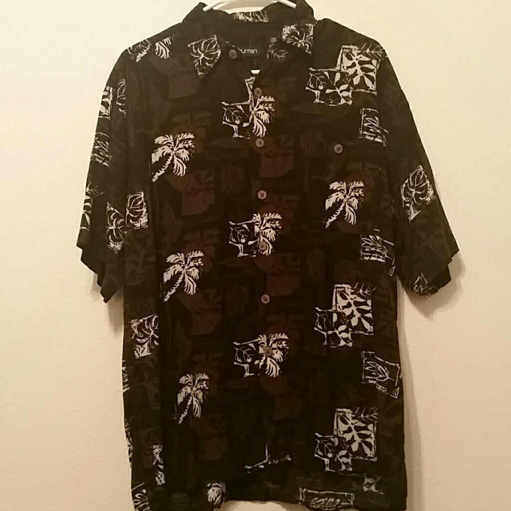Puritan men's  Lg brown/cream collared button up